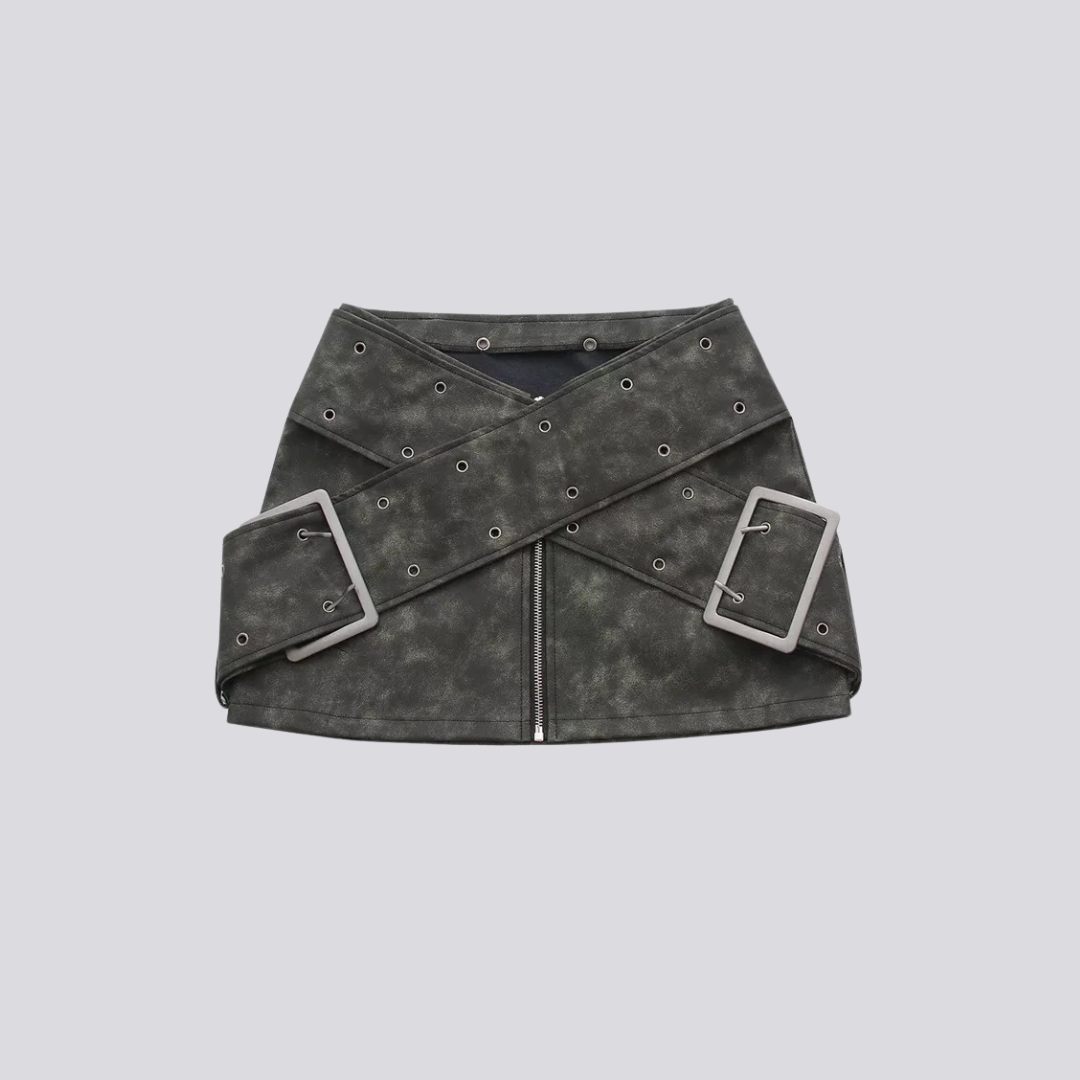 Grunge Zipper Mini Skirt