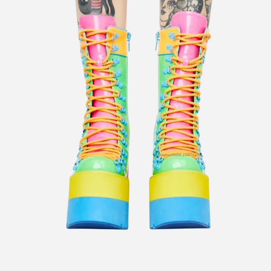 Rainbow Platform Boots