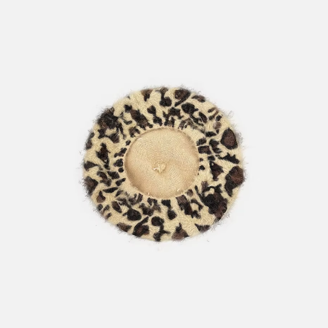 Leopard Print Plush Beret