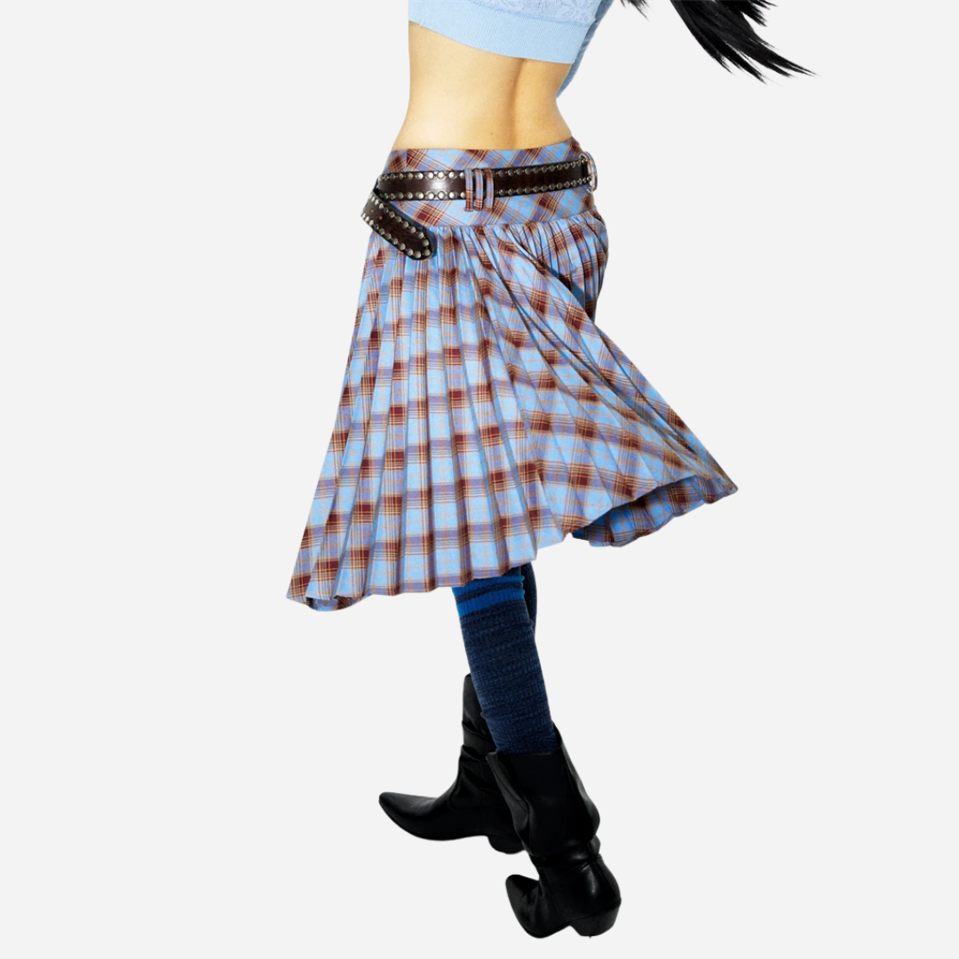 Checkered Asymmetric Skirt