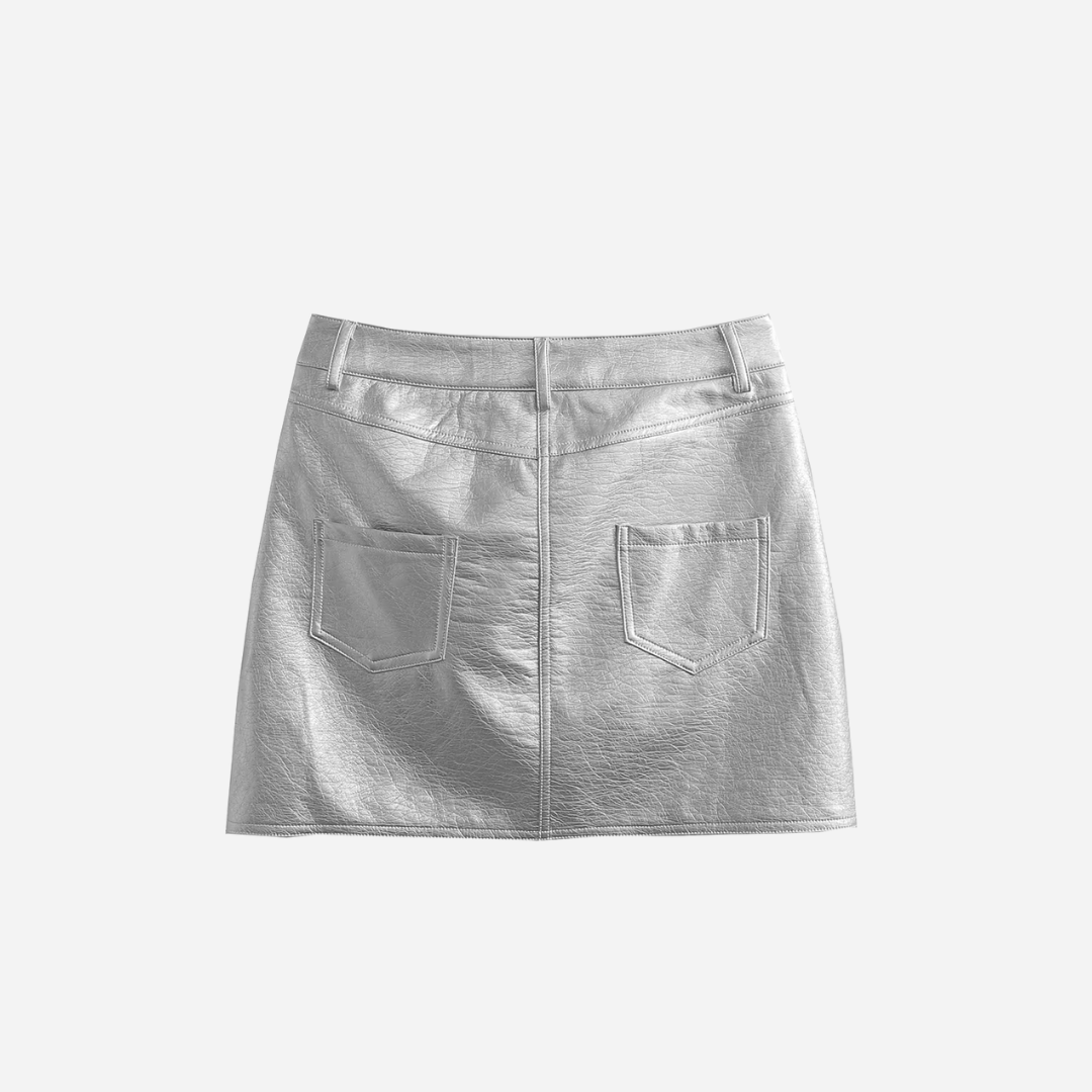 Silver Metallic Mini Skirt