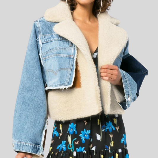 Cotton plush denim jacket