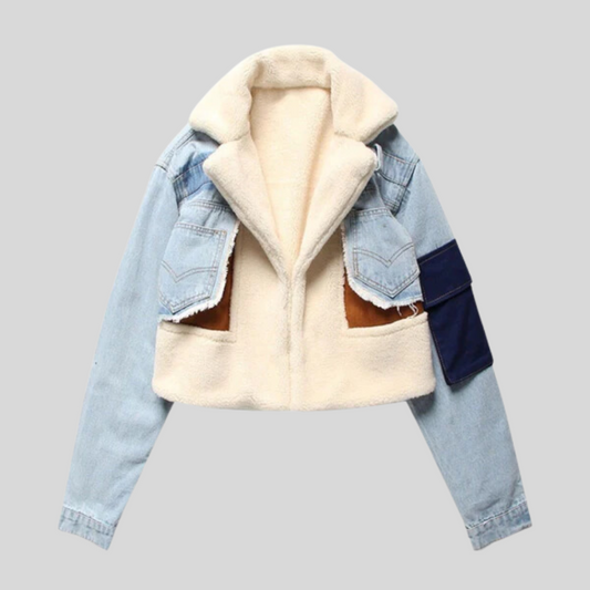 Cotton plush denim jacket